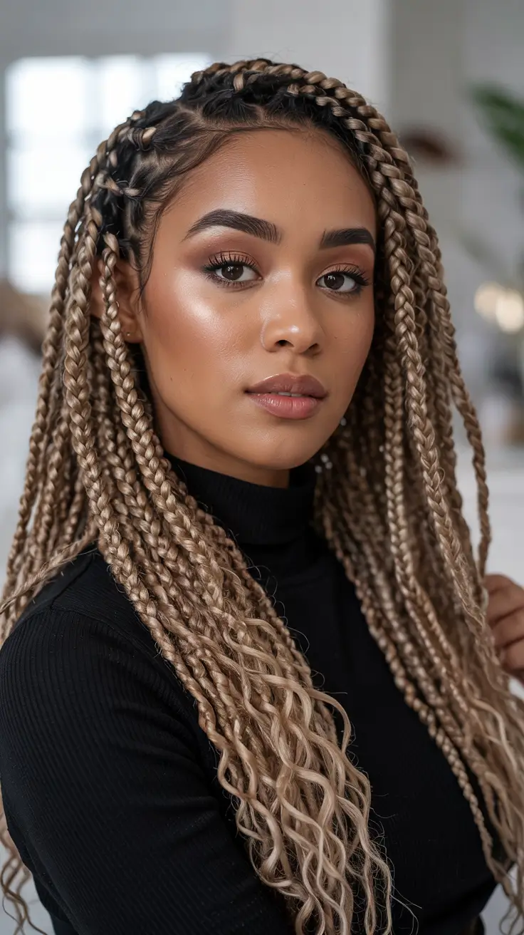 hairstyle black women braided Golden Box Braids With Effortless Volume