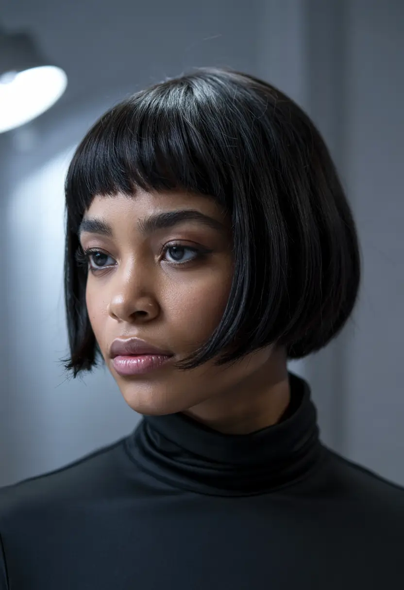 hairstyle black women short hair Edgy Short Bob With Bangs