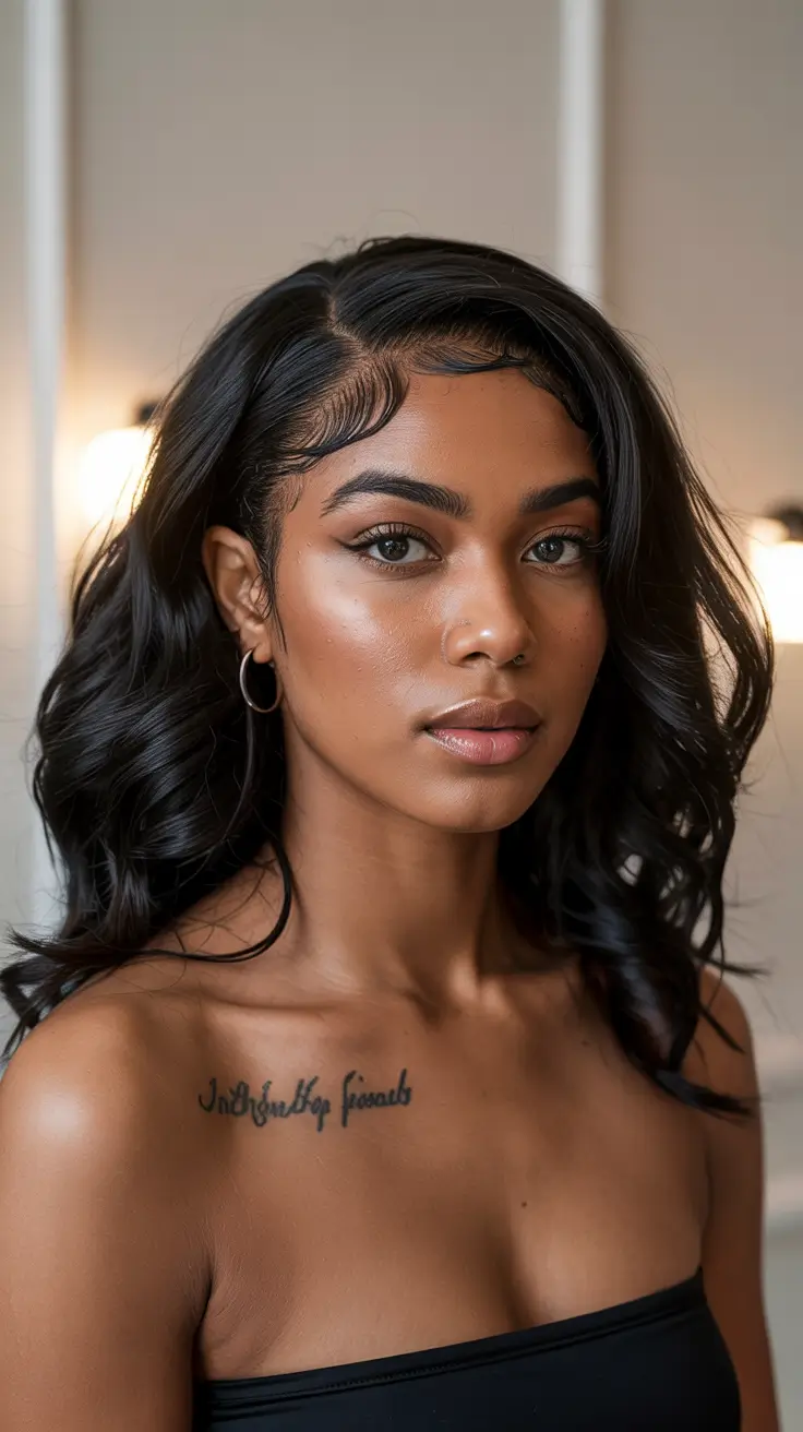 hairstyle black women natural hair Soft Waves With Sleek Edges