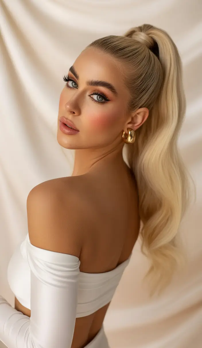 Elegant Long Hairstyles 2026 High Glam Pony