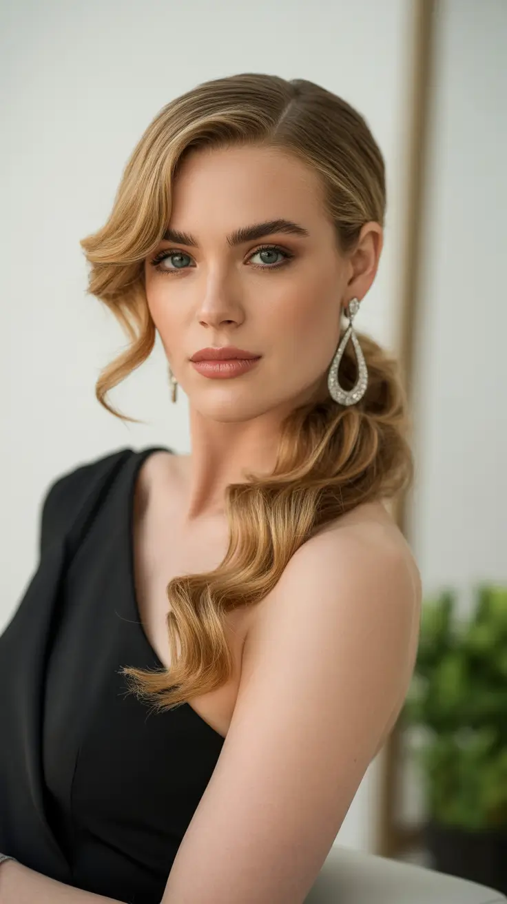 Elegant Long Hairstyles 2026 Old Hollywood Side Sweep