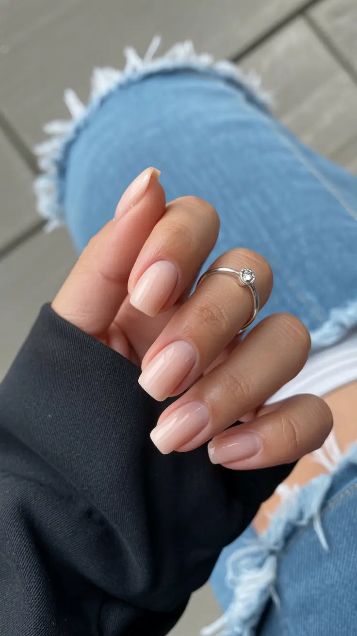 neutral nails 2026 Soft Vanilla Neutral With a Modern Square Shape