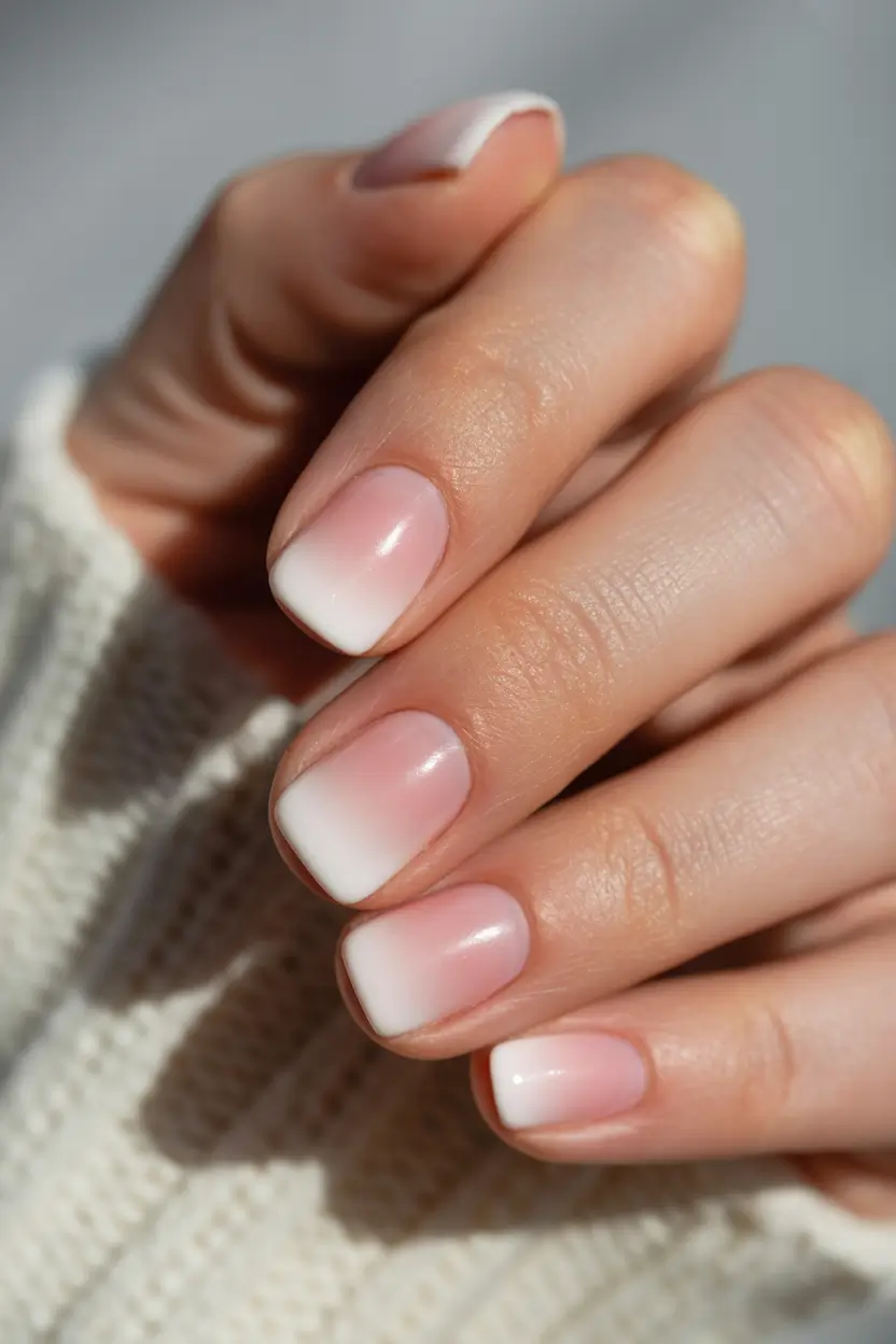 neutral nails 2026 Soft Baby Ombre With a Frosty Fade