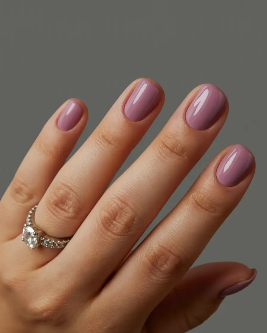 neutral nails 2026 Dusty Mauve Gloss With a Polished Finish