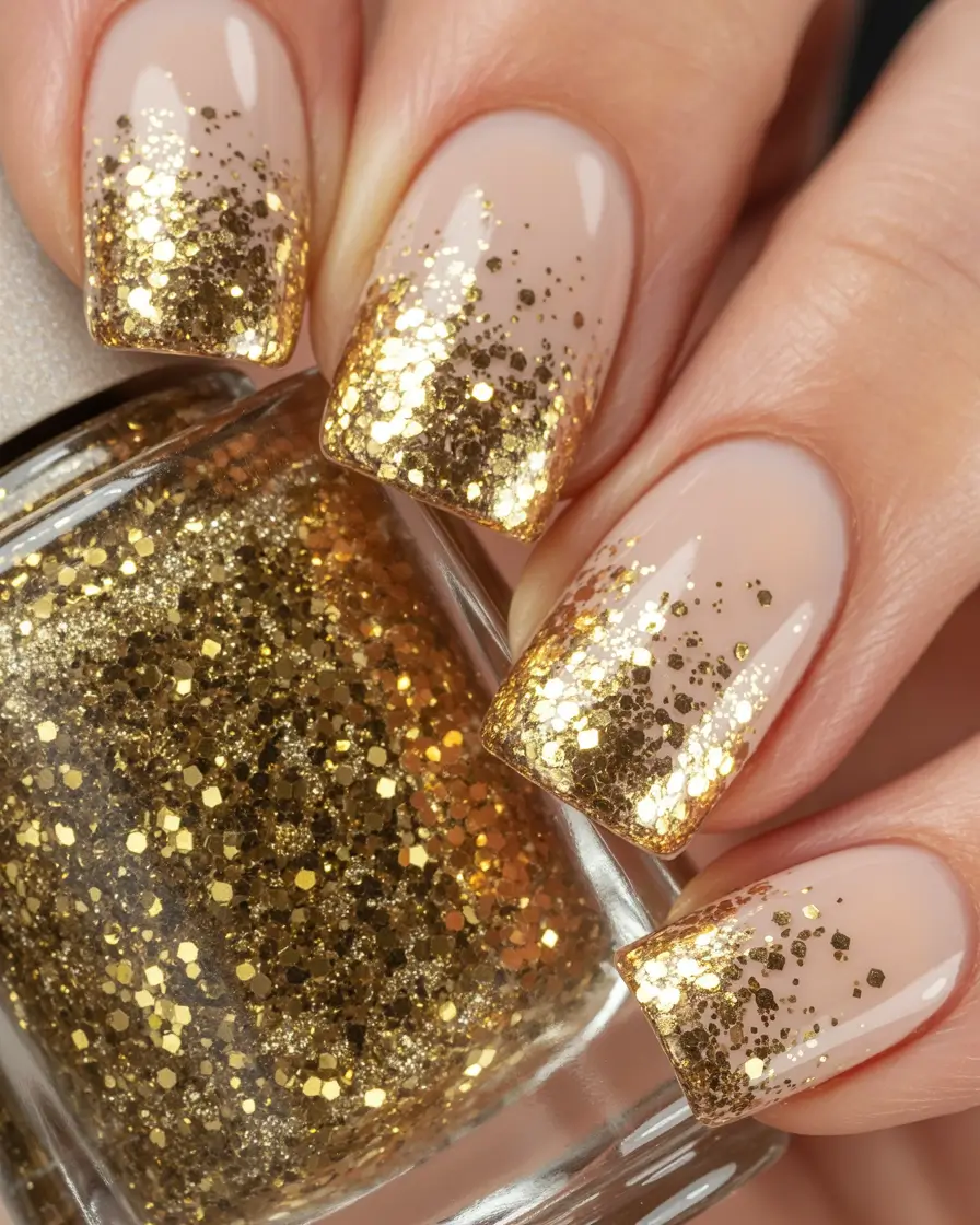 fun birthday nails 2026 Golden Sparkle Tips for a Luxe Birthday Glow