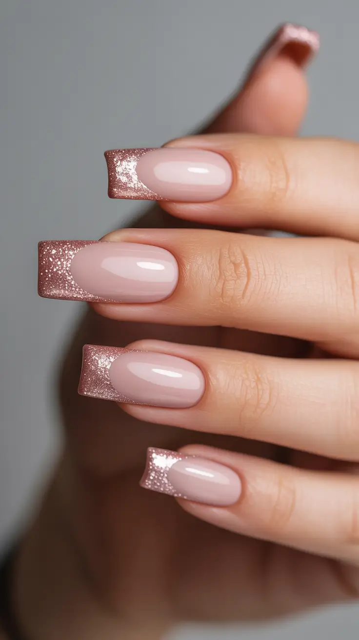 fun birthday nails 2026 Rose Gold French Tips for a Soft Birthday Shine