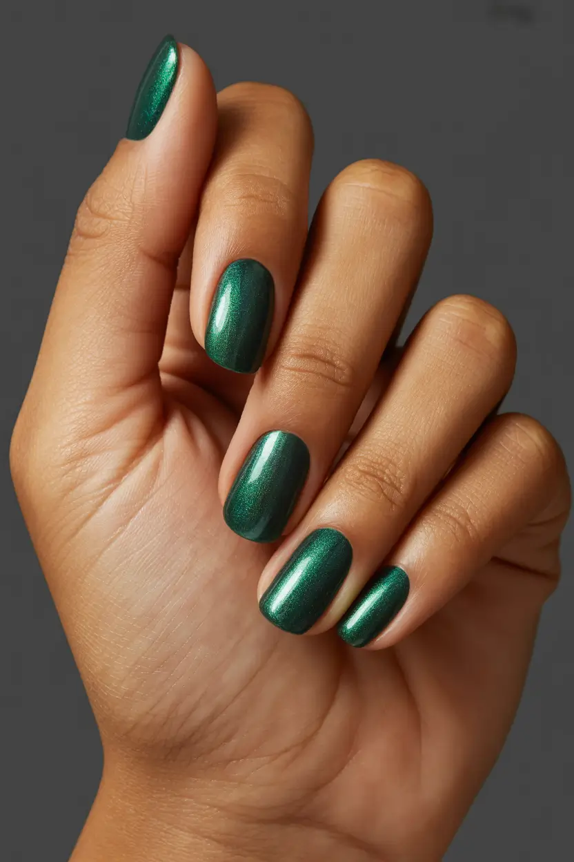 green nails 2026 Metallic Emerald Glow for Sleek Simplicity