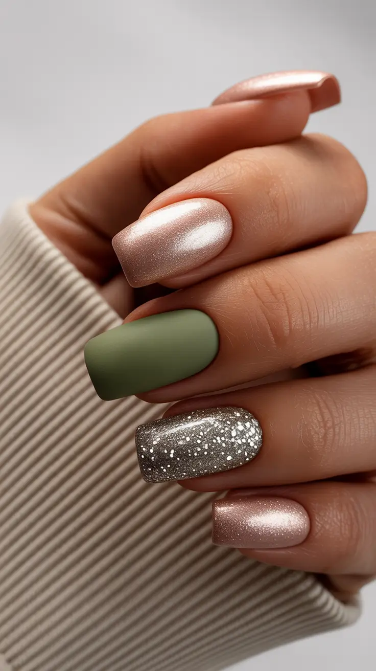 green nails 2026 Velvet Sage and Champagne Glow