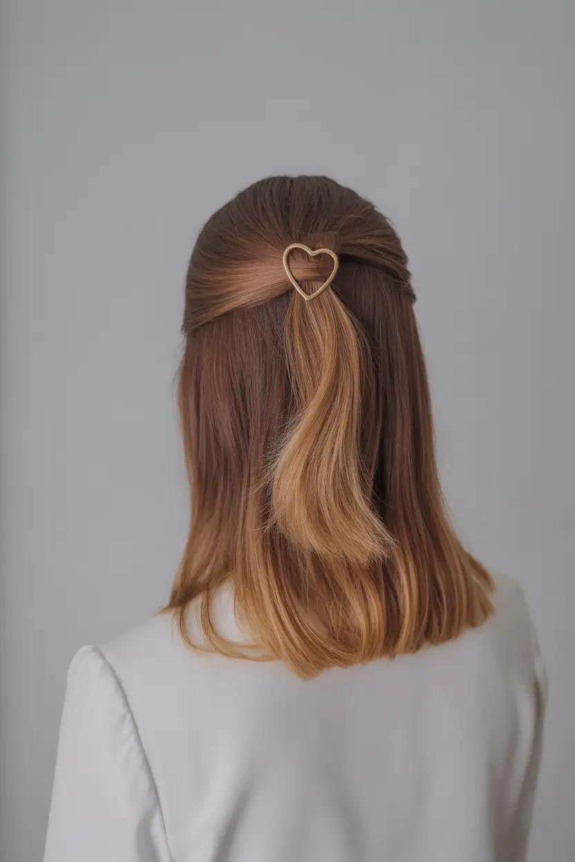 half up half down hairstyles Heart Clip Charm