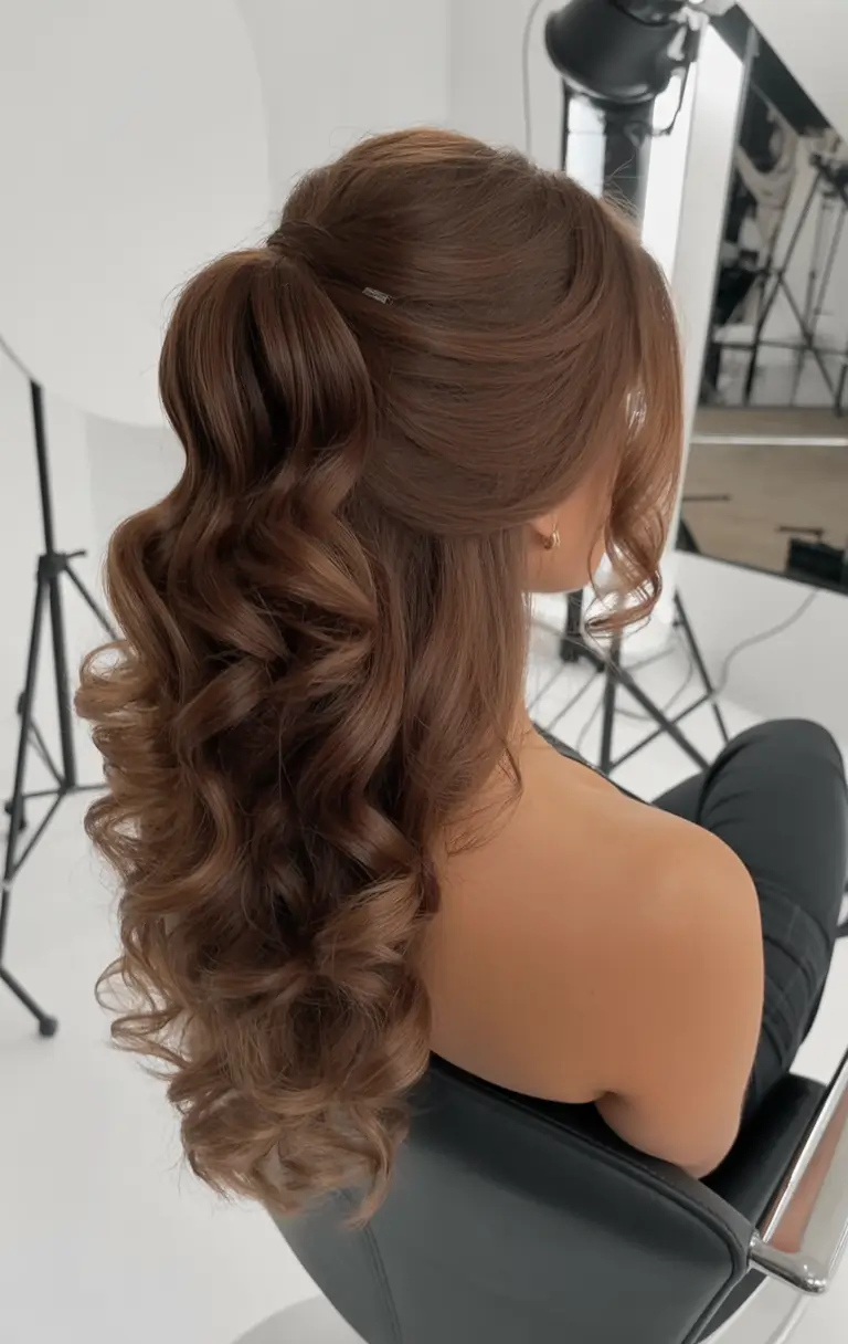 half up half down hairstyles Glossy Volume Pony Twist