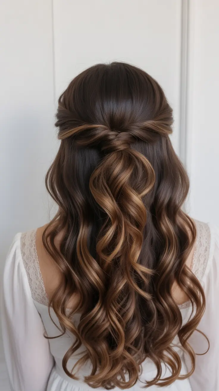 half up half down hairstyles Twisted Caramel Waves