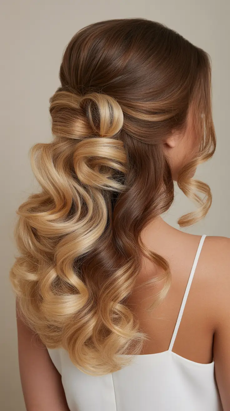 half up half down hairstyles Caramel Swirl Curls