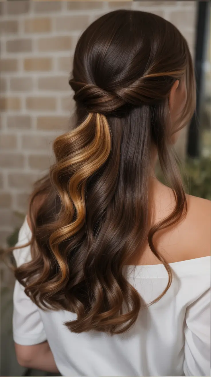 half up half down hairstyles Golden Glow Twist for Long Hair