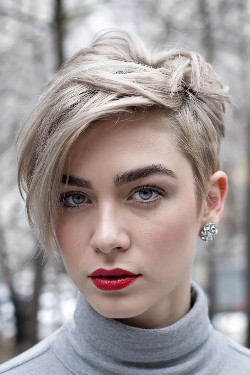 asymmetrical pixie trends 2026 Soft Platinum Pixie Confidence