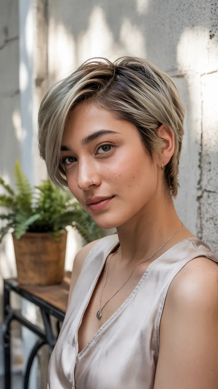 asymmetrical pixie trends 2026 Champagne Ash Pixie