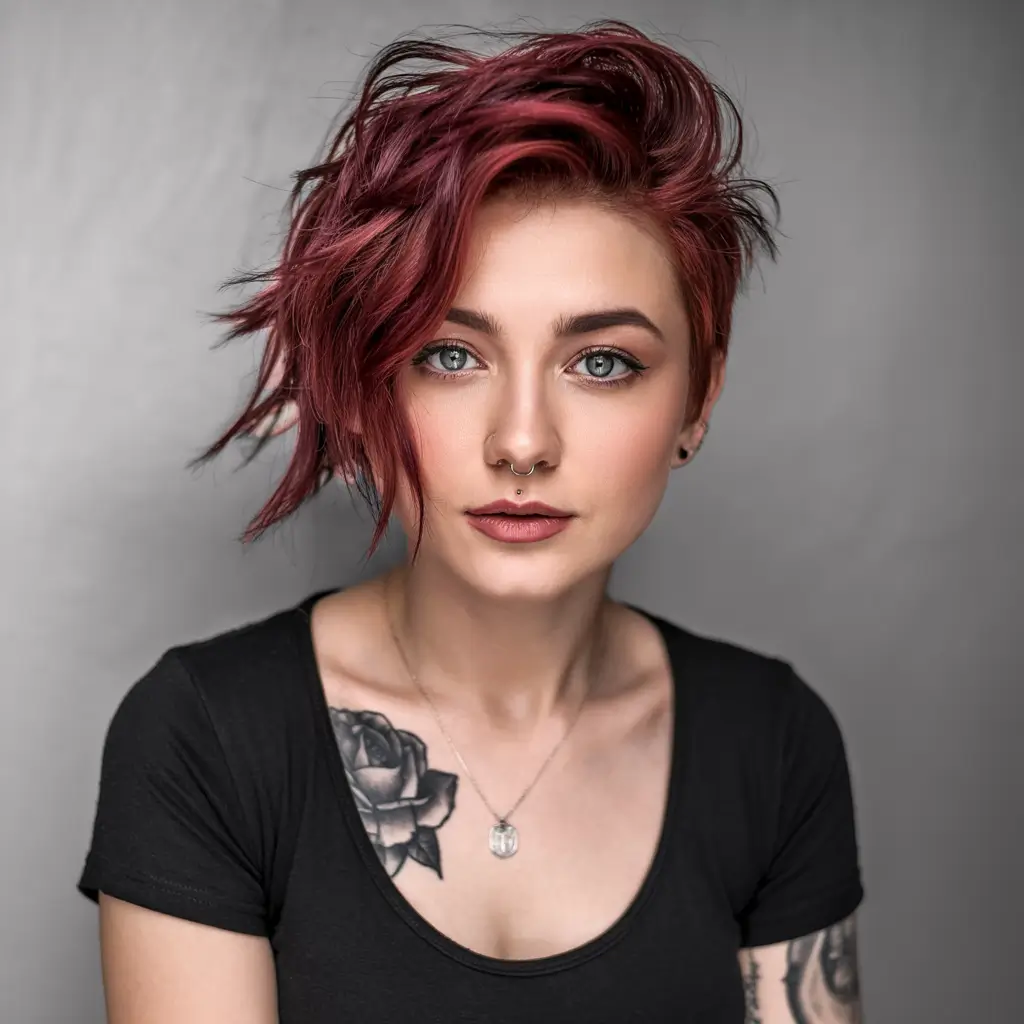 asymmetrical pixie trends 2026 Crimson Flow Pixie