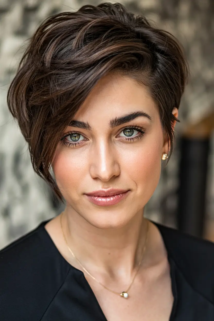 asymmetrical pixie trends 2026 Velvet Espresso Crop