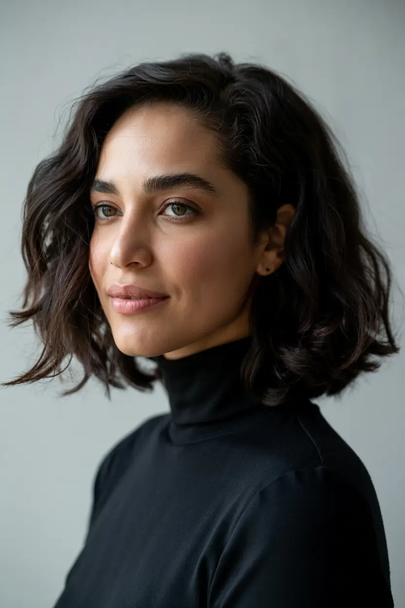 haircuts for wavy hair short oval face Side Parted Voluminous Bob