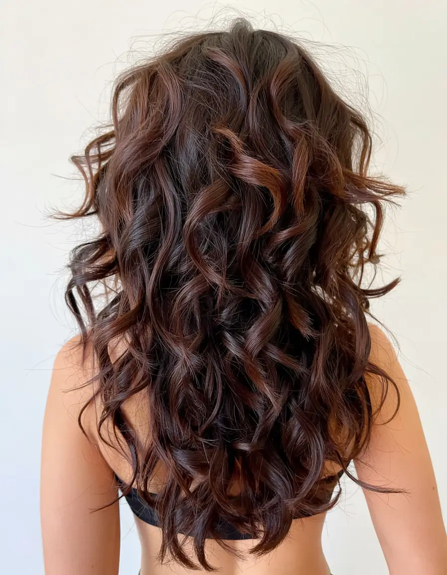 haircuts for wavy hair long layered Chocolate Cascade Curls