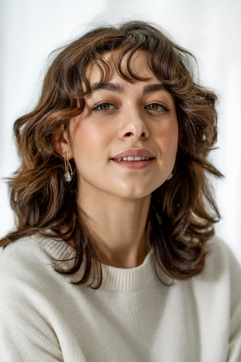 haircuts for wavy hair medium Soft Layered Mid Length Cut