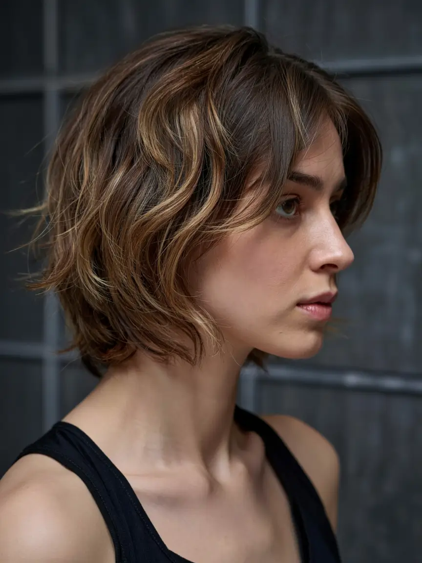 layered haircuts for short hair Textured Short Layers with Highlights