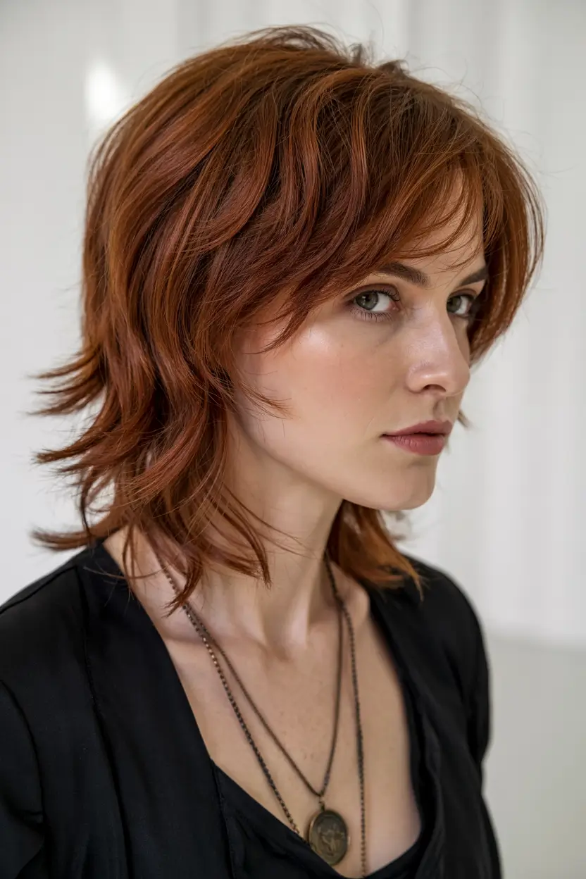 layered haircuts for medium hair Copper Tousled Shag