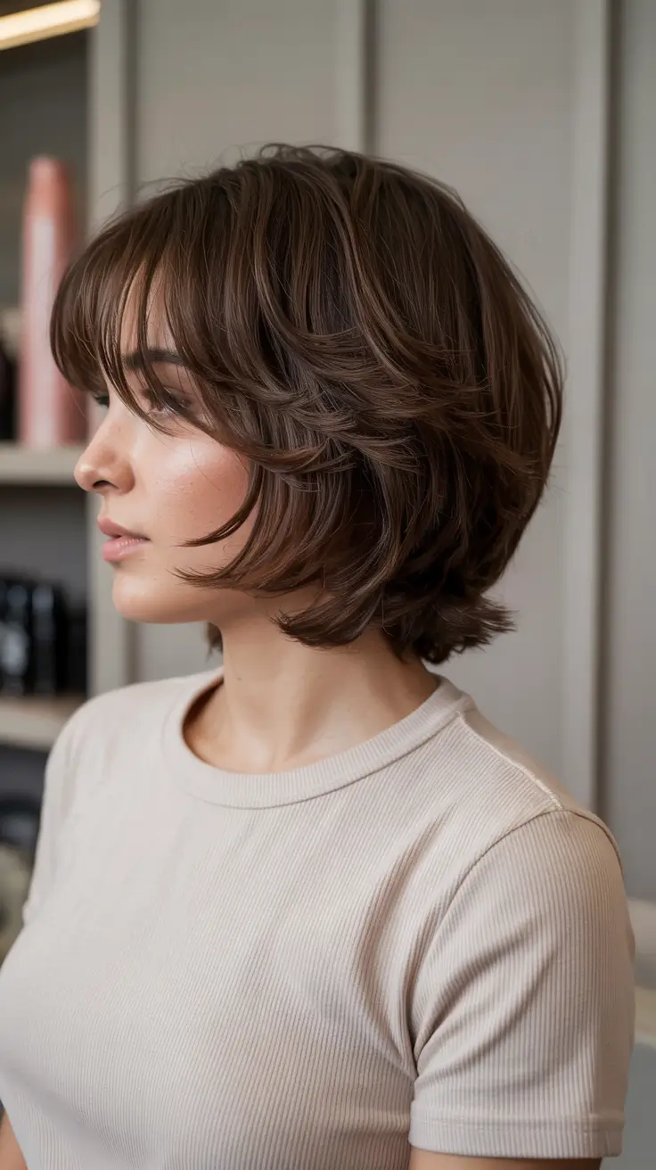 layered haircuts short Voluminous Short Bob Layers