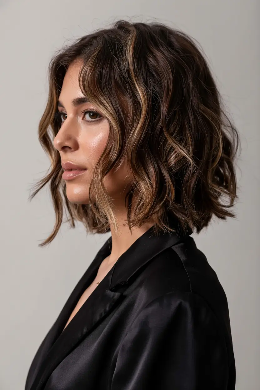 lob haircut wavy Bronzed Textured Lob