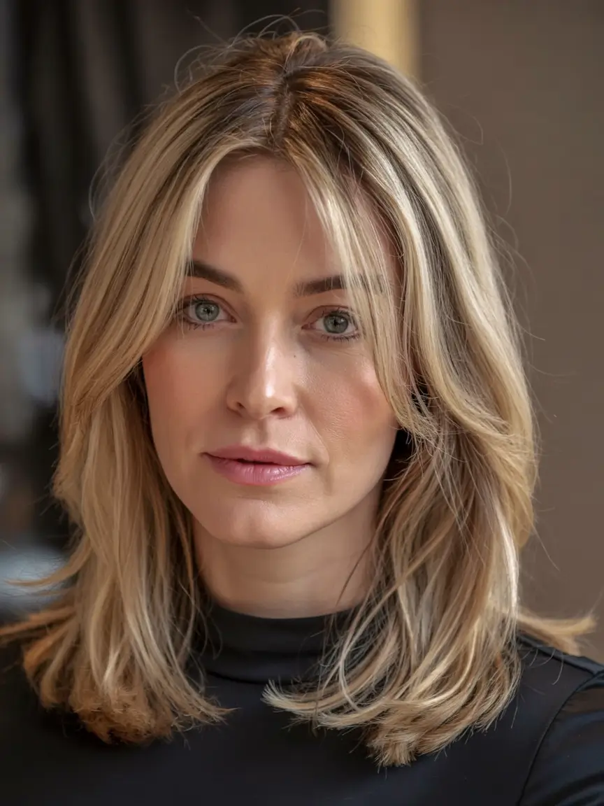 lob haircut layered Butter Blonde Elegance Lob
