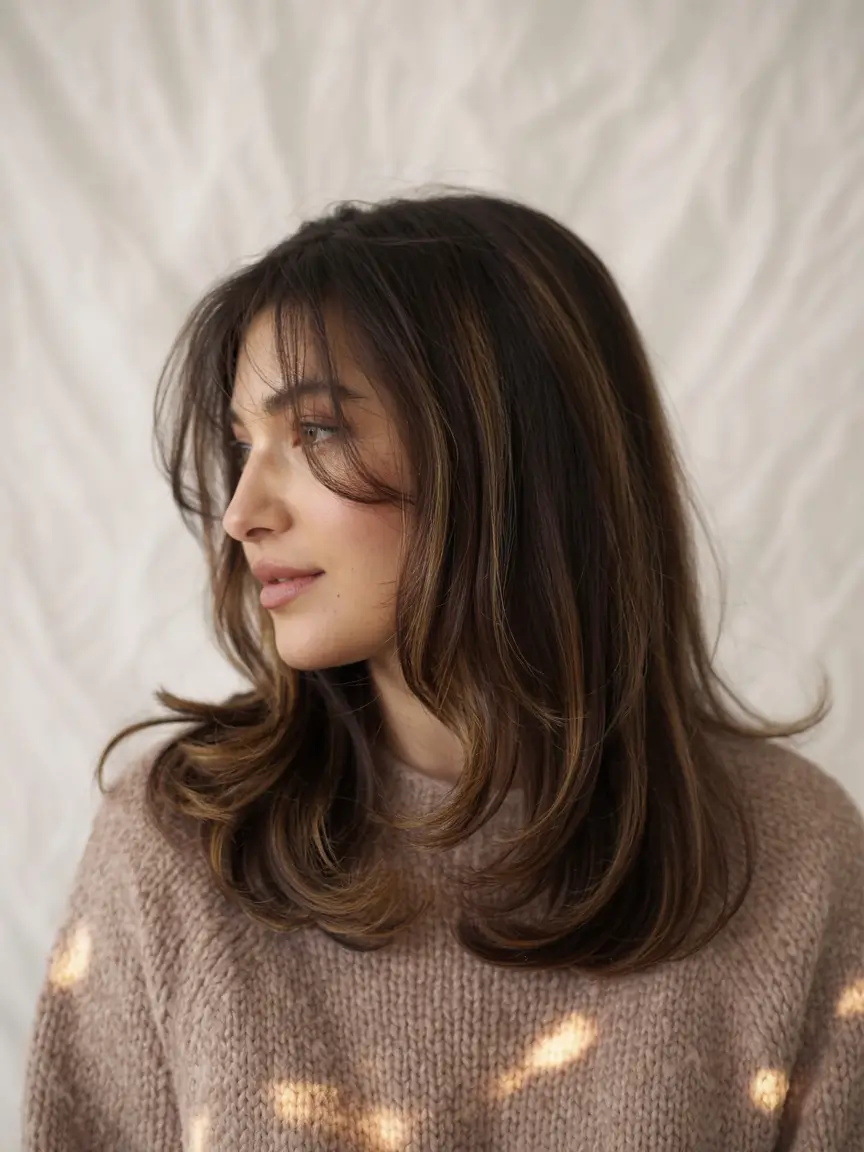 lob haircut layered Classic Brunette Layers With Movement