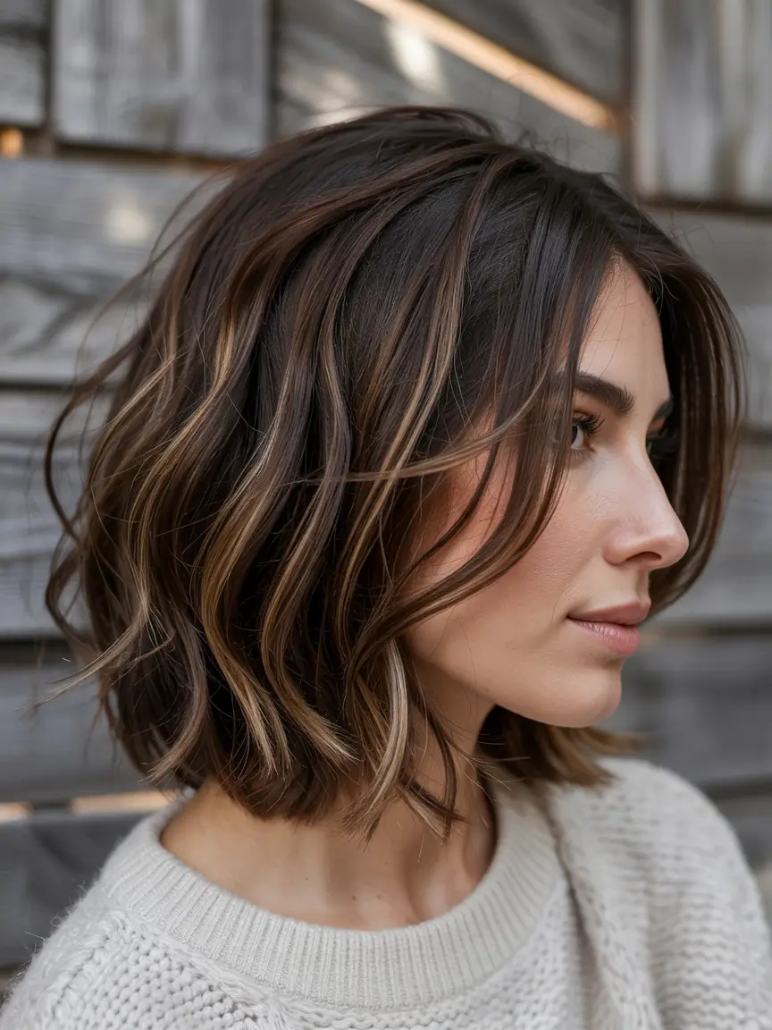 lob haircut textured Textured Brunette Chic Lob