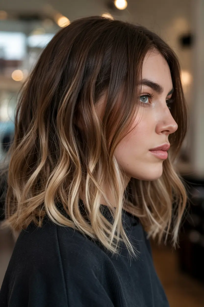 lob haircut layered Root Melt Balayage Lob