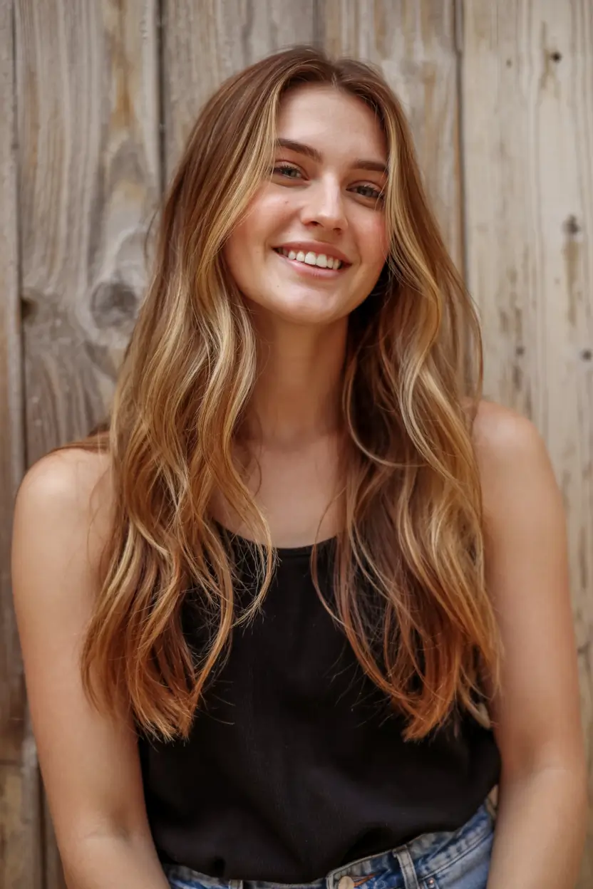 haircuts for long hair face framing Golden Layers with Sun-Kissed Simplicity