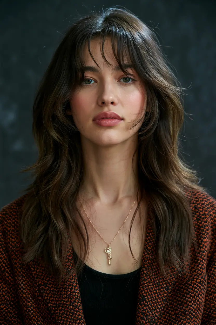 haircuts for long hair curtain bangs Textured Layers with Modern Curtain Bangs