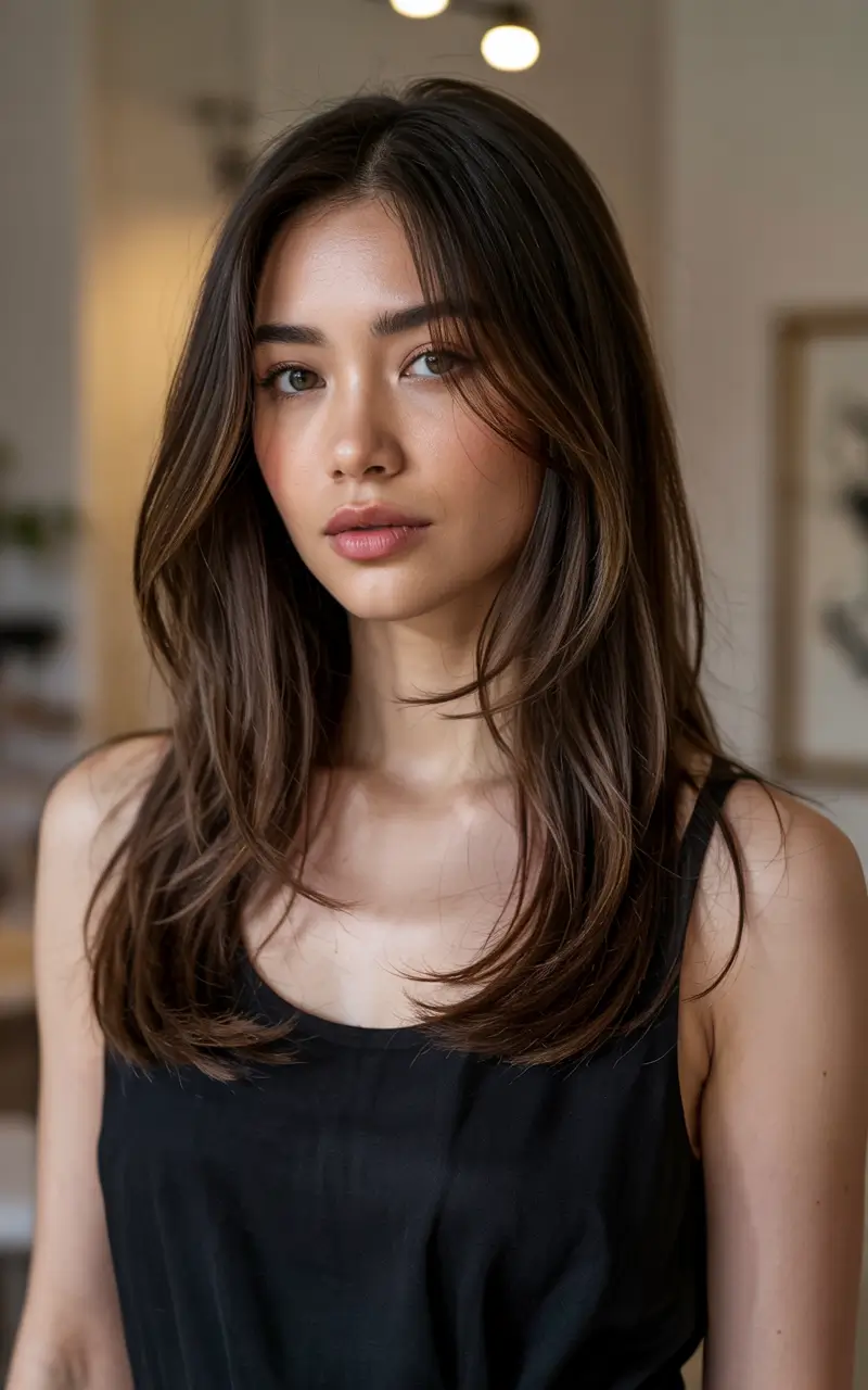 haircuts for long hair with layers Silky Layers with Soft Curtain Flow