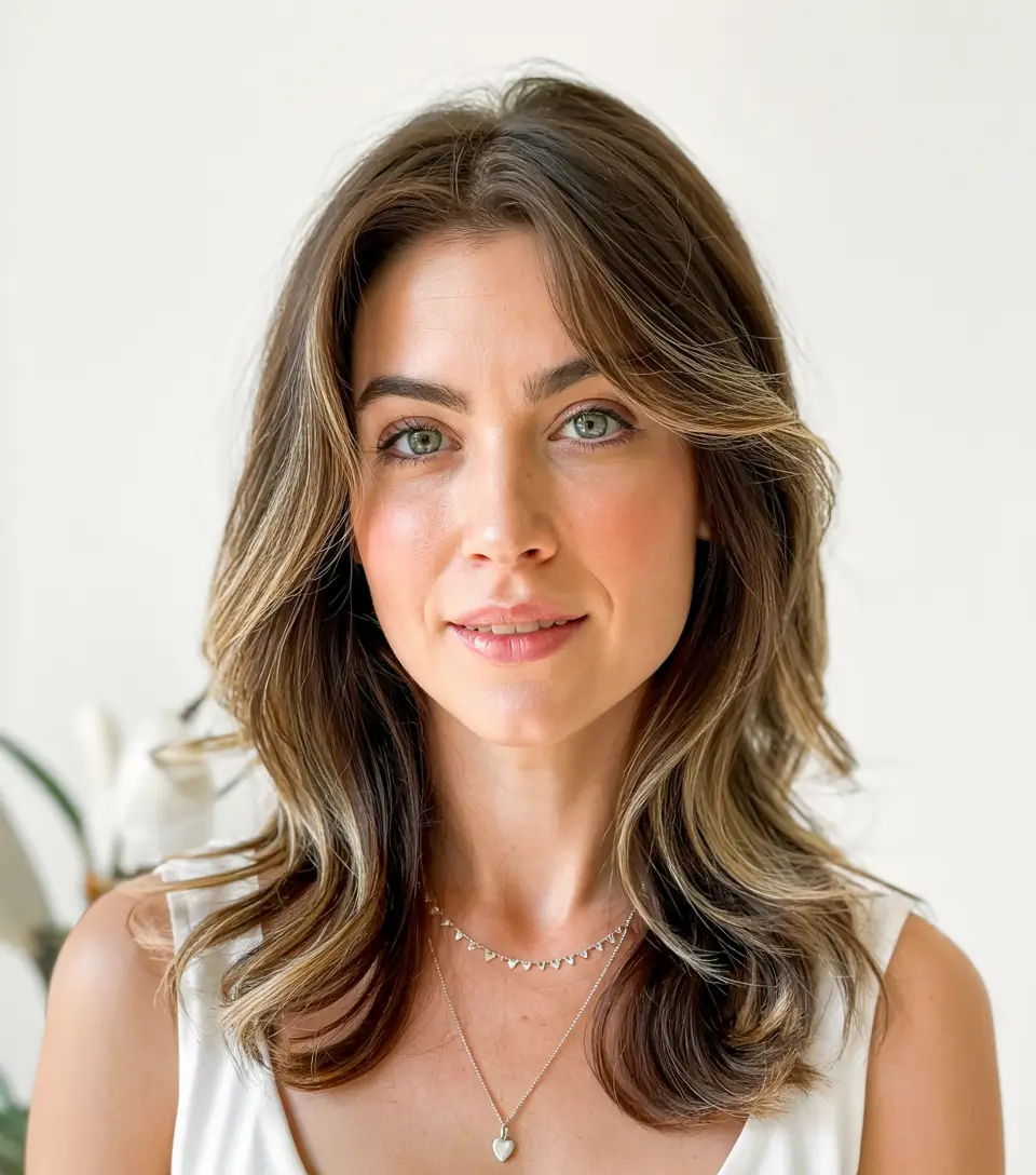 mid length haircut straight Soft Highlighted Layers With Polished Ends