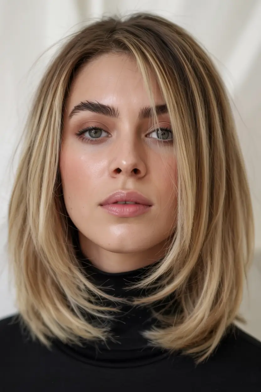 mid length haircut straight Chic Blonde Lob With Sleek Layers