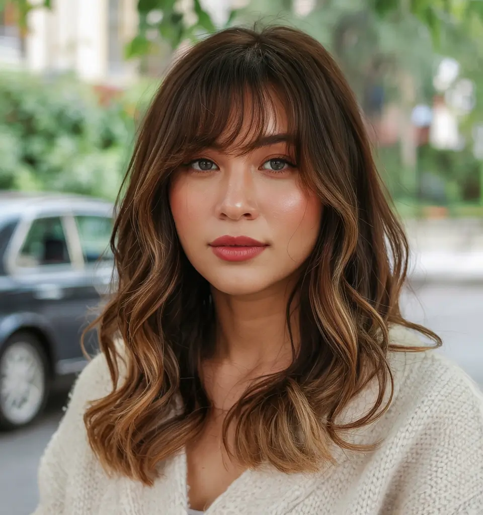 mid length haircut layers Layered Waves With Curtain Bangs