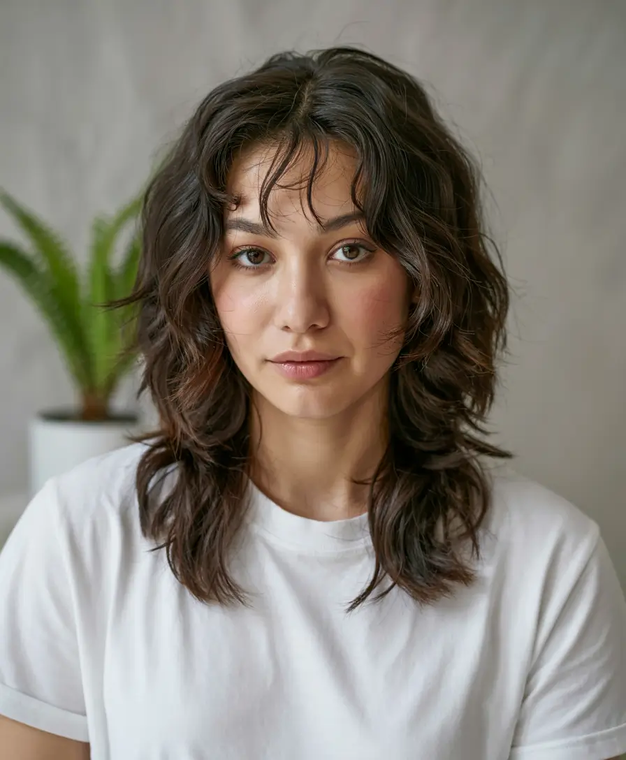 mid length haircut with layers Layered Wolf Cut With Soft Texture