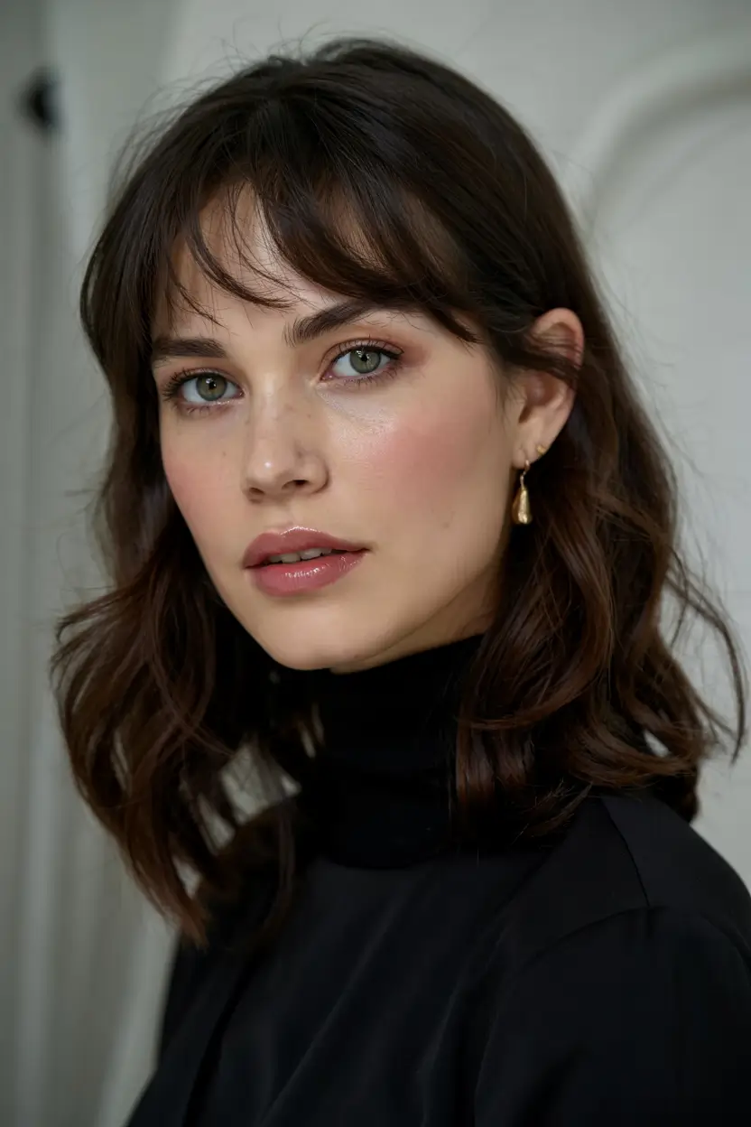 mid length haircut with bangs Chic French Bob With Wispy Bangs