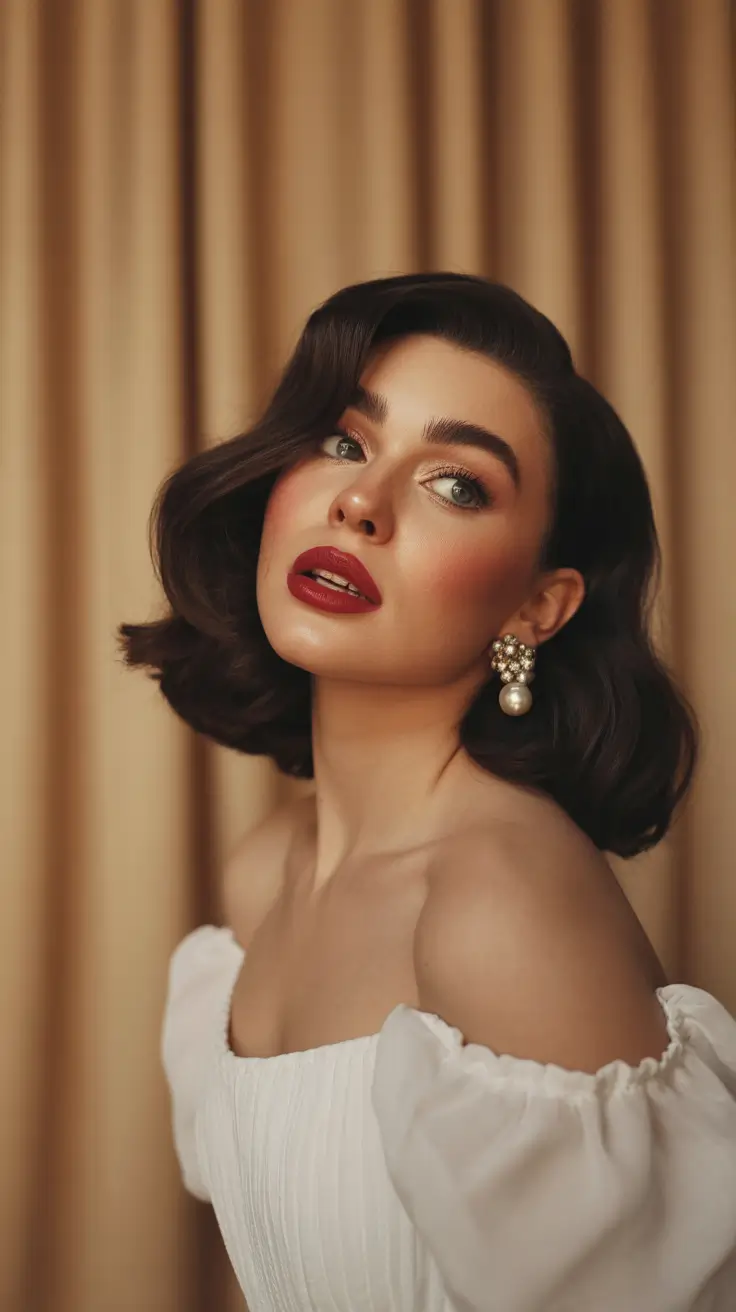 Modern wavy hairstyles 2026 Short Retro Waves with Evening Glow