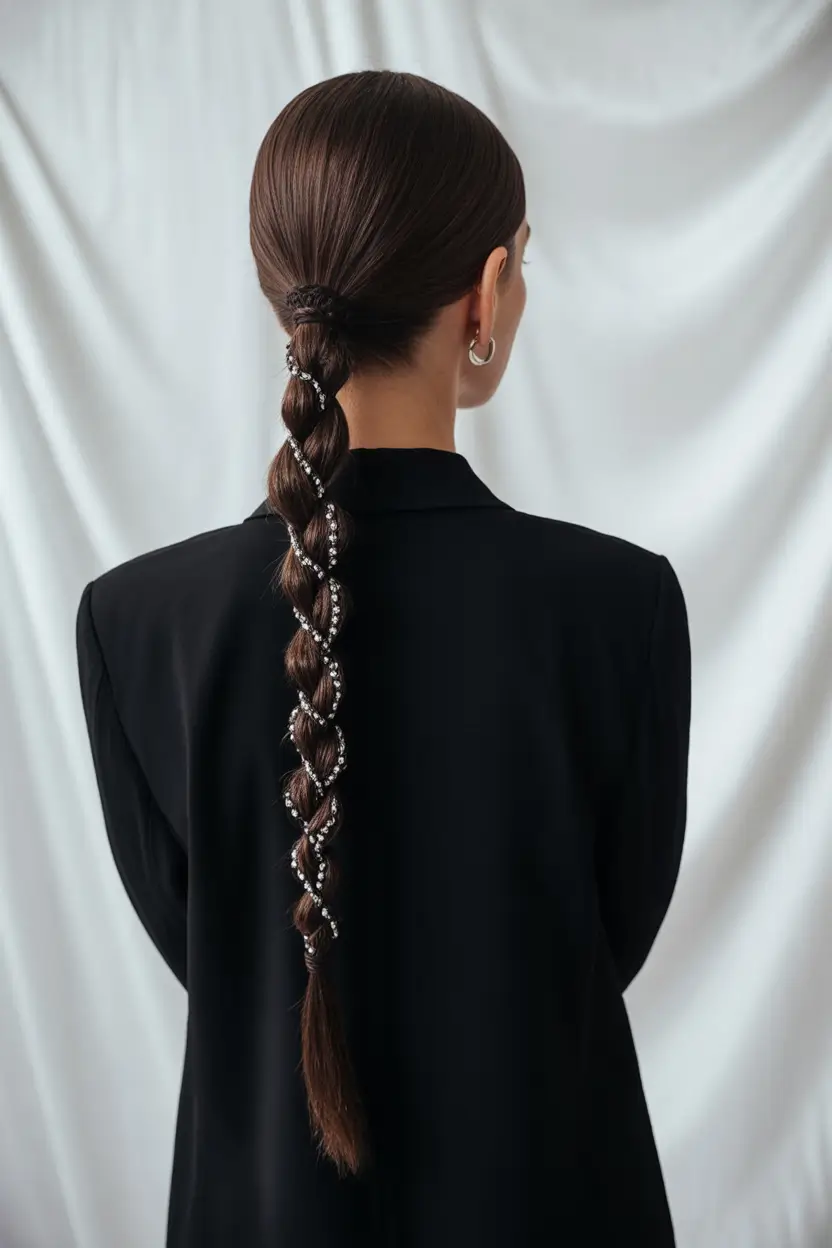 natural hairstyles for women 2026 Bubble Braid with Crystal Thread Details