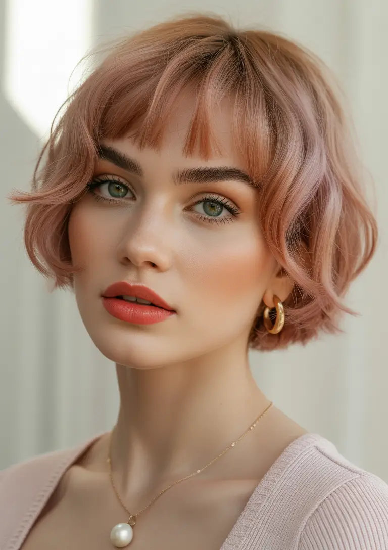 bangs-hairstyles Platinum Rounded Bob With Airy Curtain Fringe