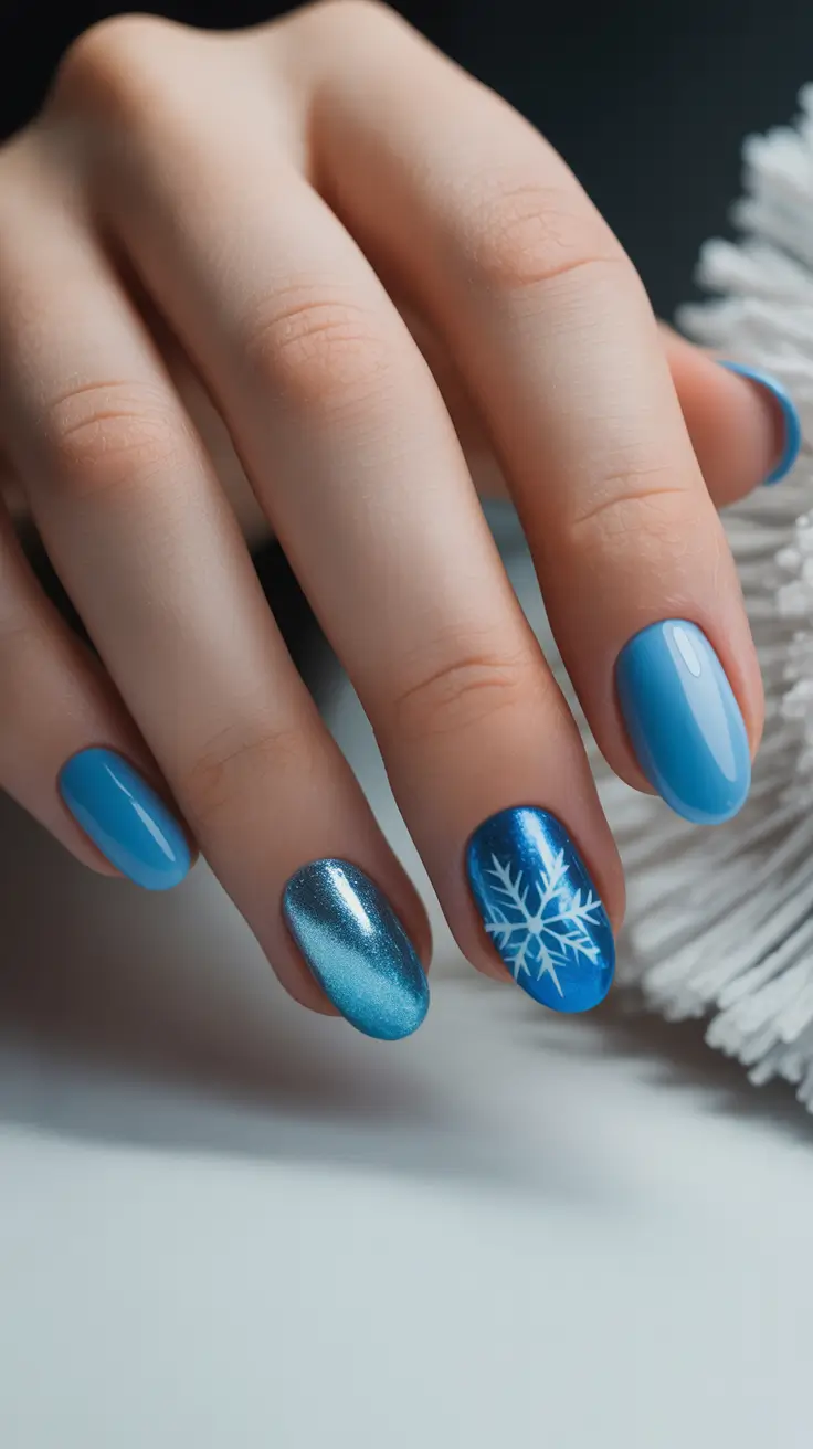new blue nails ideas 2026 Frost Bright Blue Winter Mix