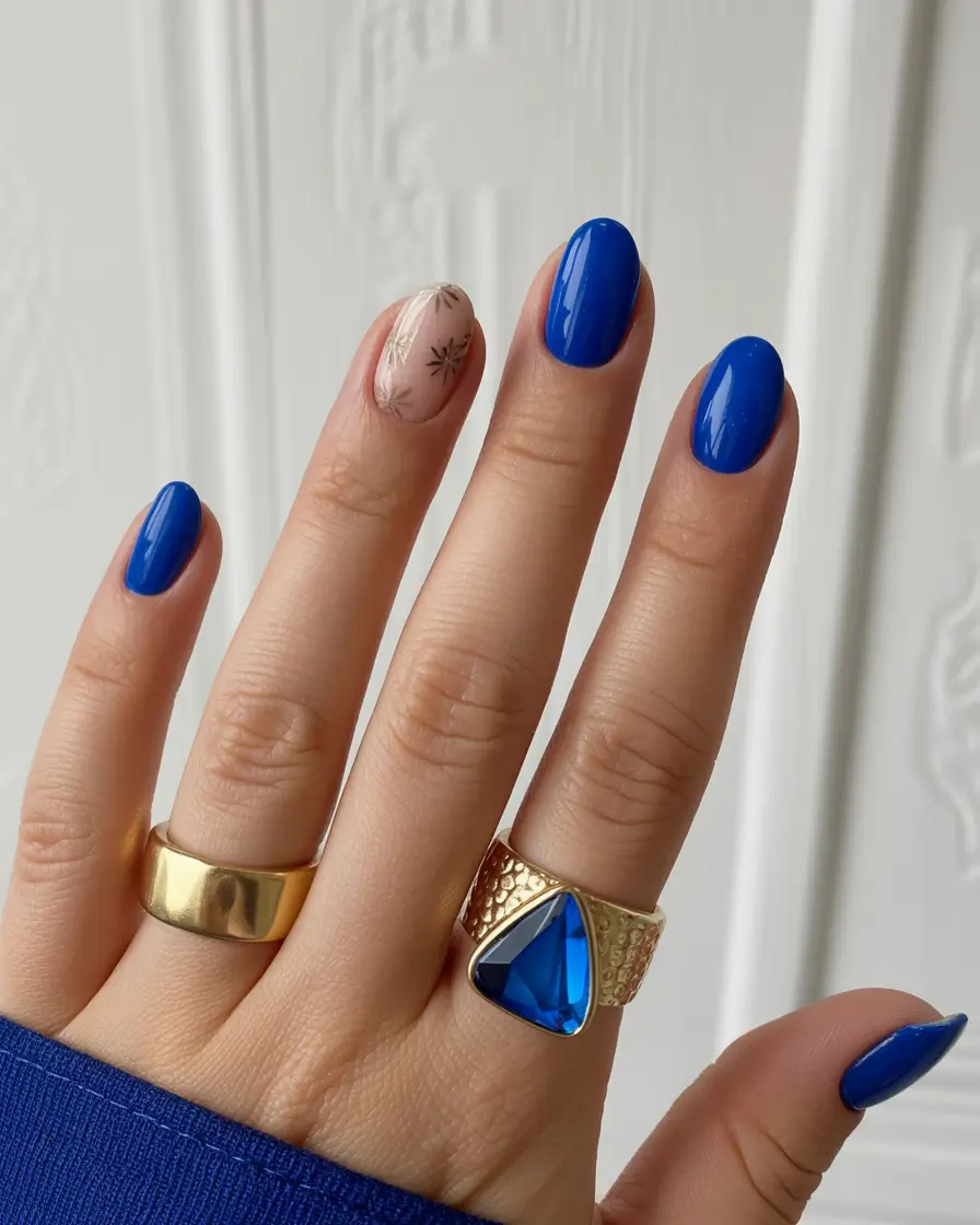 new blue nails ideas 2026 Bright Blue Minimal Spark Accent