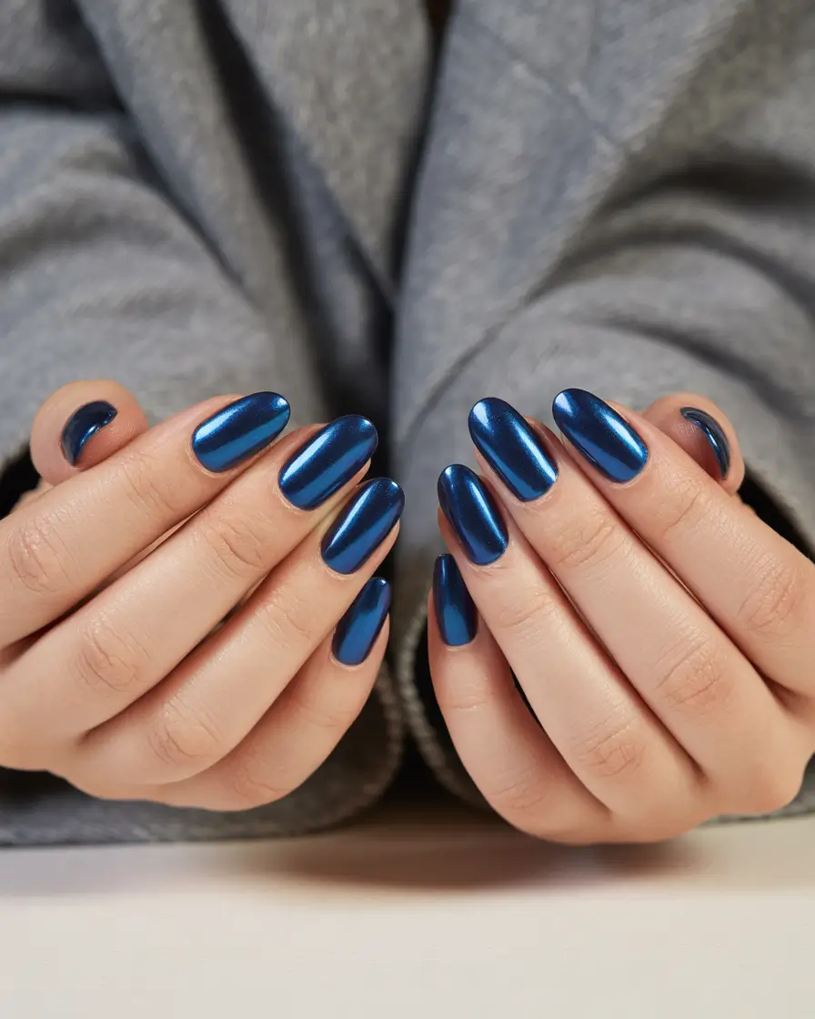 new blue nails ideas 2026 Midnight Blue Cat Eye Velvet Glow