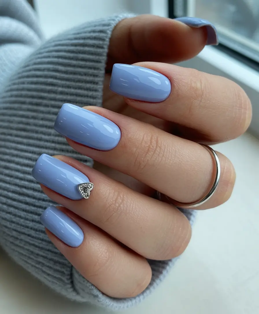 new blue nails ideas 2026 Powder Blue Square Charm