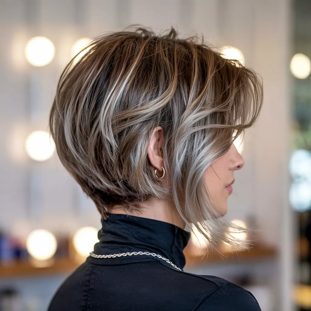 cute hairstyles Stacked Bob with Dimensional Highlights