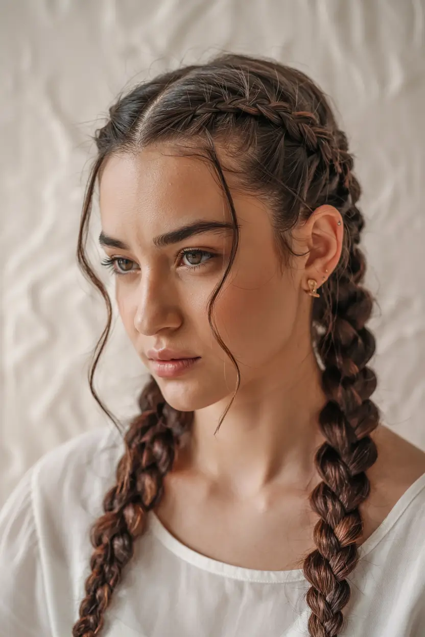 cute hairstyles Double Braided Beauty