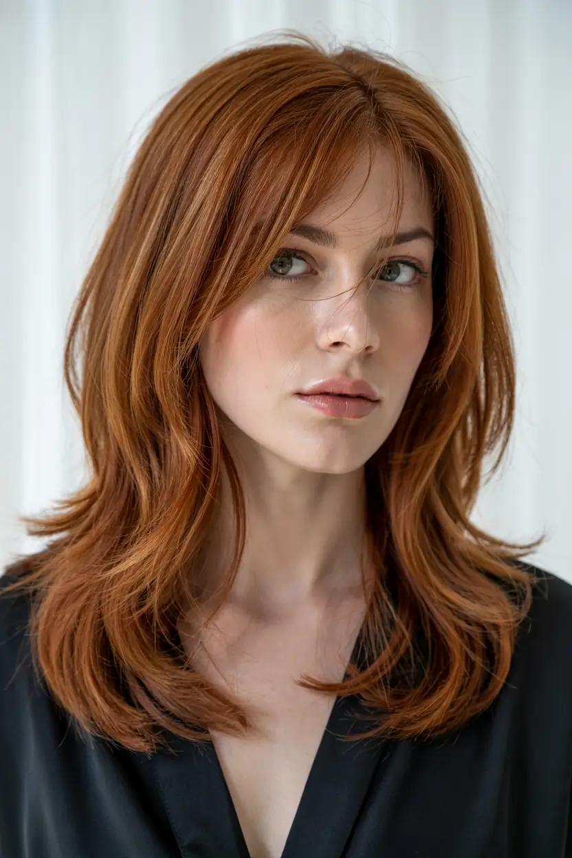 haircuts inspo aesthetic Copper Glow with Layered Softness